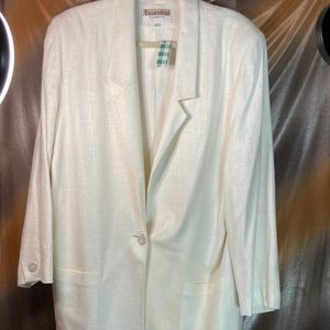 Vintage 80’s Essential Elemts jacket size L Rayon 46” chest White linen feel 151